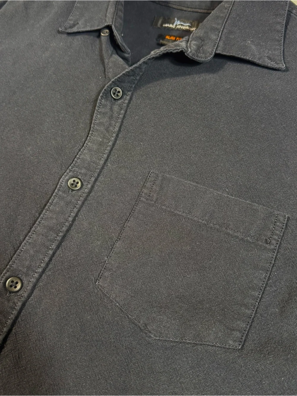 Marc Anthony Men's Slim Fit Long Sleeve Black Shirt - Size M Button Down Cotton - Picture 3 of 12